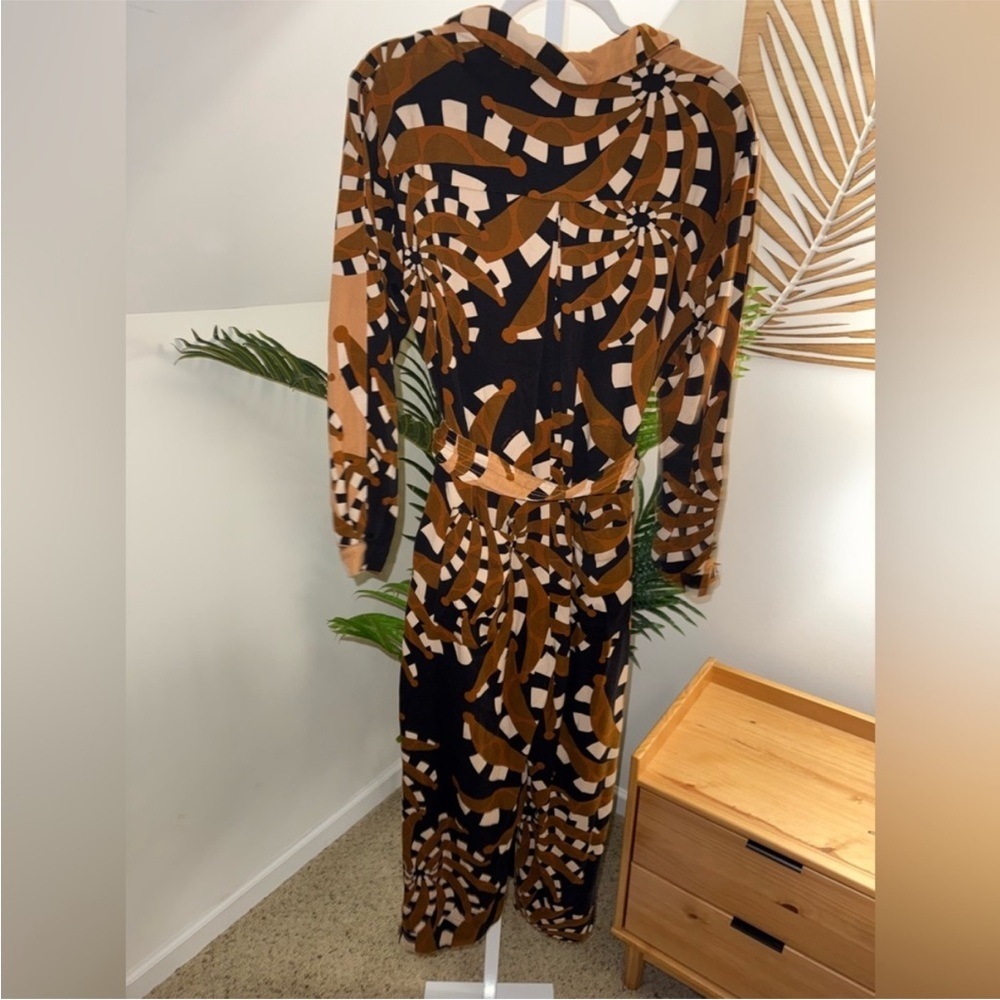 FARM Rio Mixed Banana Geometric Print Jumpsuit Button Down Long Sleeve Small - Picture 7 of 8